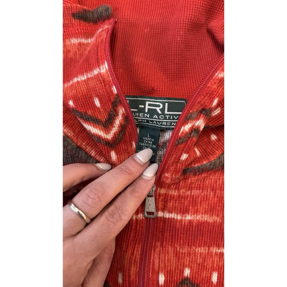 Lauren Ralph Lauren Aztec Red Quarter Zip 3/4 Sleeve Thermal Top Large - Picture 6 of 8